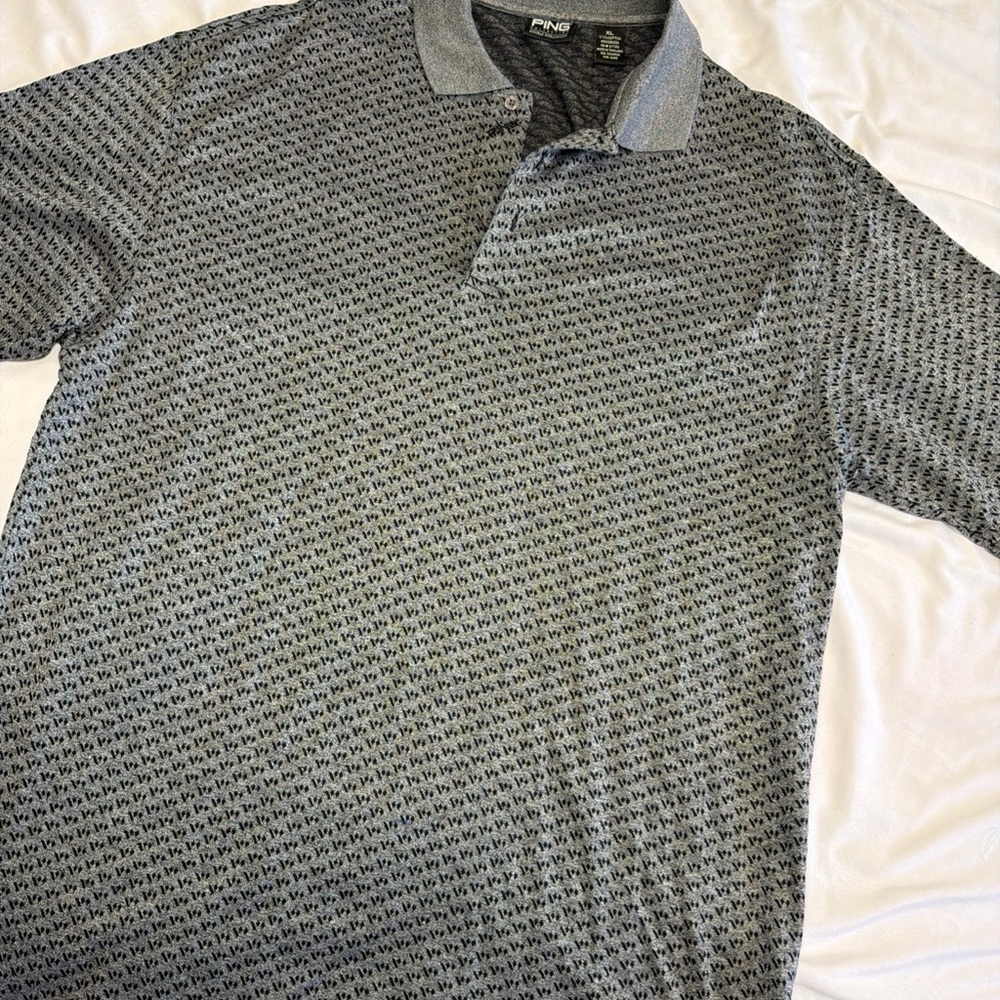 PING Men's Gray Micro-Pattern Mens XL Golf Polo Shirt